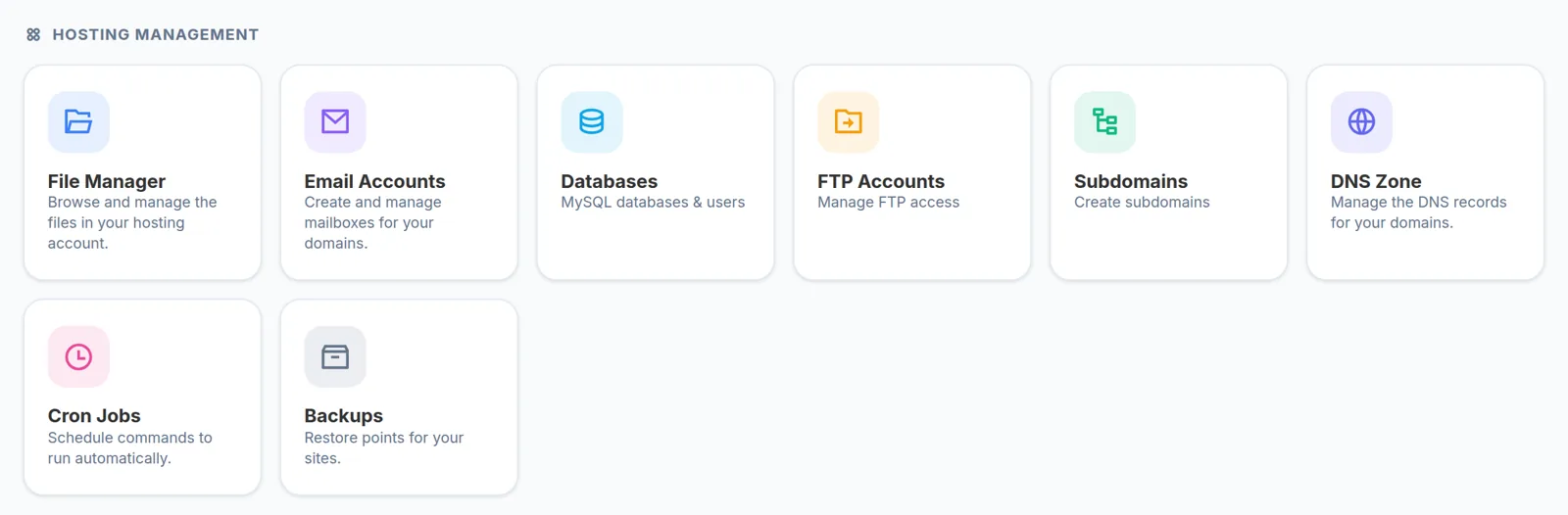 A hosting service in the client portal: live usage and eight management tools